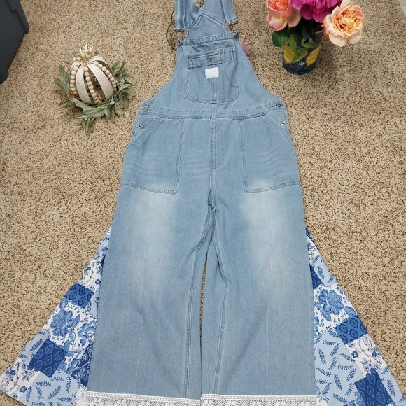 Handmade Denim - 3781 Size 1X/XL Upcycled Over-All Bell-Bottoms.